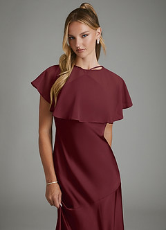 Azazie Carly Bridesmaid Dresses Cabernet Mermaid Pleated Stretch Satin Convertible Dress image3