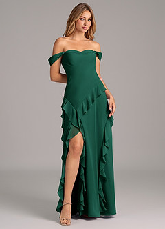 Azazie Sloane Bridesmaid Dresses Emerald A-Line Sweetheart Neckline Chiffon Dress image4