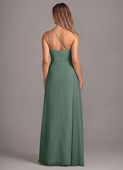 Azazie Maron Vestidos de damas de honor Vestido de Eucalyptus de Gasa de Corte en A con Hombro unilateral image5