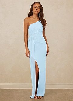 Christian Siriano Bridal for Azazie 1003 Bridesmaid Dresses Sky Blue Sheath One Shoulder Chiffon Dress image1