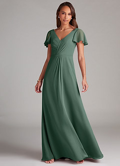Azazie Soren Bridesmaid Dresses Sea Moss A-Line Ruched Chiffon Dress image3