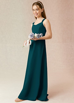 Azazie Denice Junior Jurk van Chiffon met A-Lijn Pijnboom image5