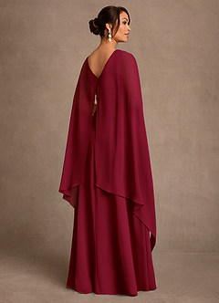 Azazie Liddie Mother of the Bride Dresses Burgundy A-Line Pleated Chiffon Dress image3
