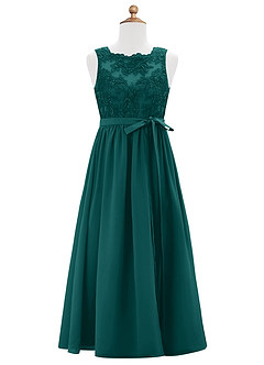 Azazie Elly Junior Peacock A-Line Lace Chiffon Dress image6