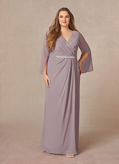 Azazie Belinda Mother of the Bride Dresses Dusk A-Line V-Neck Pleated Chiffon Dress image6
