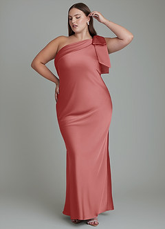 Azazie Yuanna Bridesmaid Dresses Antique Rose Mermaid One Shoulder Stretch Satin Dress image11