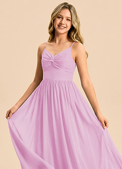 Azazie Zeya Junior Vestido Rosa Caramelo de Gasa de Corte en A image1