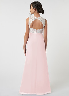 Azazie Rana Junior Robe Trapèze en Mousseline de soie Dentelle Rose Pâle image2