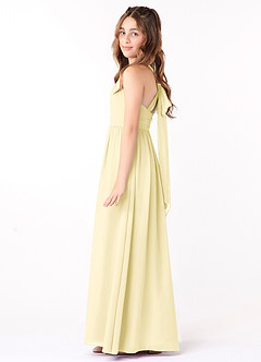 Azazie Jaylah Junior Lemon Sorbet A-Line Ruched Chiffon Dress image1