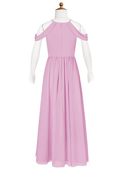 Azazie Seneca Junior Candy Pink A-Line Off the Shoulder Chiffon Dress image7