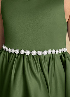 Azazie Julietta Flower Girl Dresses Olive Ball-Gown Convertible Tulle Dress image10