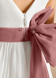 Azazie Margot Flower Girl Dresses Ivory Desert Rose A-Line Pleated Chiffon Dress image9