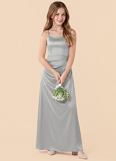 Azazie Renna Junior Robe Sirène en Satin extensible Plissée Argent image4