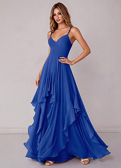 Azazie Zaina Bridesmaid Dresses Royal Blue A-Line Chiffon Dress image5
