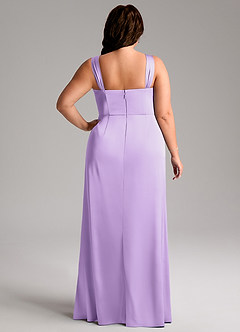Azazie Denice Robes de demoiselle d'honneur Robe Fourreau en Satin extensible Plissée Lilas image11