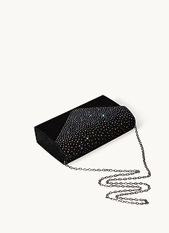 front Rhinestone Satin Clutch Bag
