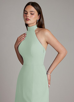 Azazie Myra Robes de demoiselle d'honneur Robe Trapèze en Mousseline de soie Col Haut Agave image3