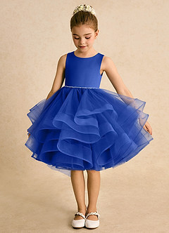 Azazie Tinie Blumenmädchenkleider Ballkleid Schleifen Tüll Kleid Königsblau image5