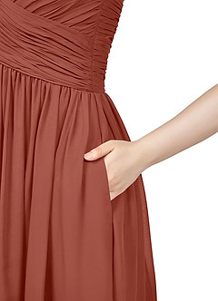 Azazie Angie Bridesmaid Dresses Auburn A-Line Corset Chiffon Dress image6