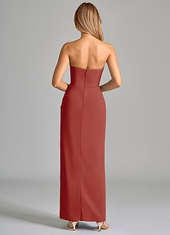 Azazie Anaïs Bridesmaid Dresses Terracotta Sheath Strapless Chiffon Dress image2