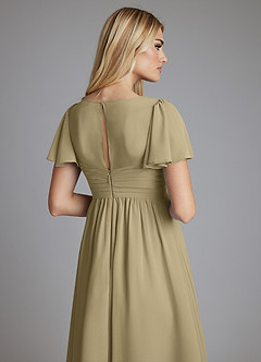 Azazie Verna Maternity Bridesmaid Dresses A-Line V-Neck Ruched Chiffon Floor-Length Dress image6