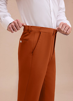 front Ethan Orange Brûlée Pantalon habillé en tissu raffiné