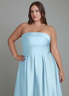 Azazie Lucienne Bridesmaid Dresses Sky Blue A-Line Strapless Stretch Satin Convertible Dress image13