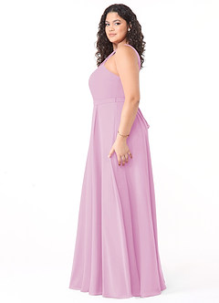 Azazie Dixie Bridesmaid Dresses Candy Pink A-Line Halter Pleated Chiffon Dress image8