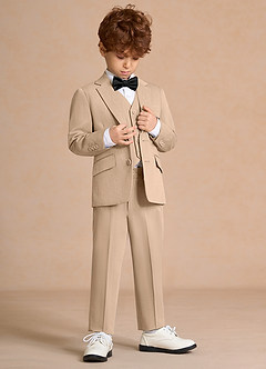 front Oliver Tan Boys 5-Piece Suit With Bow Tie