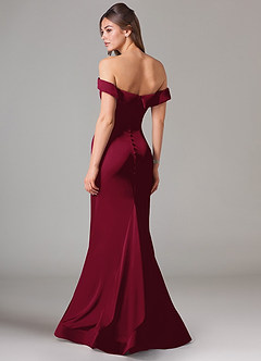 Azazie Everly Bridesmaid Dresses Burgundy Mermaid Off the Shoulder Stretch Satin Convertible Dress image5