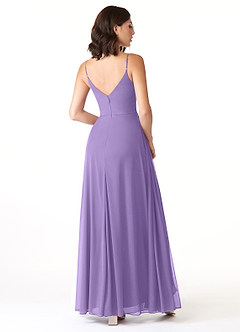 Azazie Evalin Vestidos de damas de honor Vestido de Tahití de Malla de Corte en A con Cuello en V Plisado image4