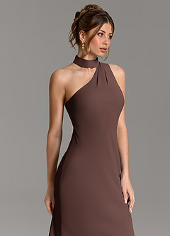 Azazie Seona Bridesmaid Dresses Ganache Mermaid One Shoulder Chiffon Dress image6