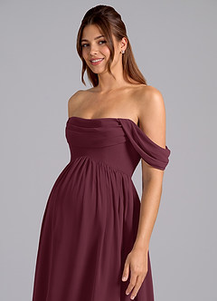 Azazie Saige vestidos de dama de honor de maternidad Vestido de Corte En A Plisado Hasta el suelo Gasa image6