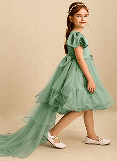 Azazie Cocoa Abiti da Ragazza di Fiori Abito Principessa in Tulle Plissettato Matcha image4