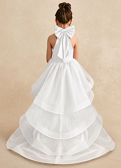 Azazie Bev Flower Girl Dresses White A-Line Convertible Tulle Dress image1