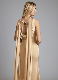 Azazie Tallie Suknie dla druhen Syrena Pofałdowany Satyna elastyczna Do ziemi Sukienka image3