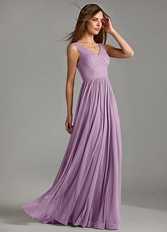 Azazie Keyla Bridesmaid Dresses Wisteria A-Line Pleated Mesh Dress image6