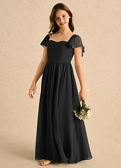 Azazie Patsy Girls Formal Flower Girl Klänningar Klänning A-linje i Chiffong Hjärtformad urringning image5