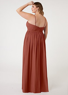 Azazie Alia Bridesmaid Dresses Auburn A-Line Pleated Chiffon Dress image9