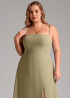 Azazie Wren Bridesmaid Dresses Moss Green A-Line Side Slit Chiffon Convertible Dress image11