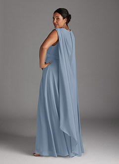 Azazie Isa Mother of the Bride Dresses Dusty Blue A-Line V-Neck Pleated Chiffon Dress image12