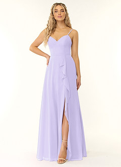 Azazie Naeem Brautjungfernkleider A-Linie V-Hals Rüsche Chiffon Kleid Flieder image1