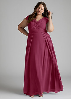 Azazie Organa Bridesmaid Dresses Mulberry A-Line Pleated Chiffon Dress image8