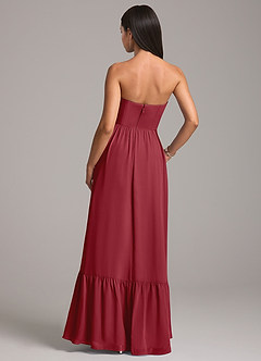 Azazie Kailee Bridesmaid Dresses Pomegranate A-Line with Pockets Chiffon Dress image6