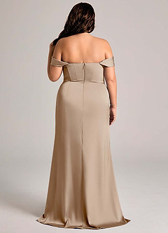 Azazie Johana Vestidos de damas de honor Vestido de Gris Pardo de Satén Elástico de Corte Sirena Convertible con Vestidos sin tirantes image11