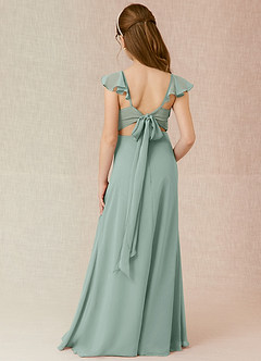 Azazie Everett Junior Agave A-Line Chiffon Dress image2