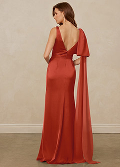 Christian Siriano Bridal for Azazie 1011 Bridesmaid Dresses Rust Mermaid Bow Stretch Satin Dress image2
