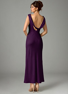 Azazie Kieryn Bridesmaid Dresses Grape Mermaid Pleated Stretch Satin Dress image5