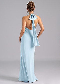 Azazie Velli Bridesmaid Dresses Sky Blue Mermaid Bow Chiffon Dress image2