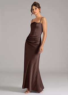 Azazie Debby Jurken voor bruidsmeisjes Converteerbaar Jurk van Stretch Satijn met Zeemeermin Strapless Ganache image6